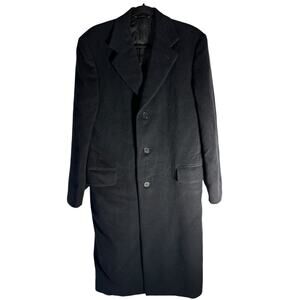 LANVIN CLASSIQUE Pure Wool Overcoat 48R Italy Black Luxury Designer Long Coat
